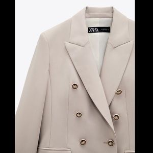 Double-Breasted Metal Button Blazer